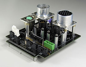 This board has five different circular connectors as well as some small rectangular connectors.