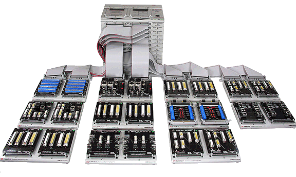 Array of QuickMount housings attached to expanded tester.