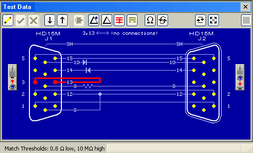 Cable Wiring Schematic Display See components, including diode direction, and wiring faults.